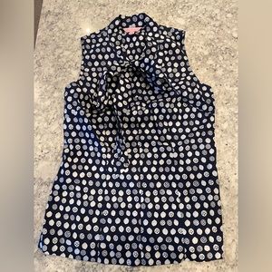 Lilly Pulitzer Navy Blouse with White Dots